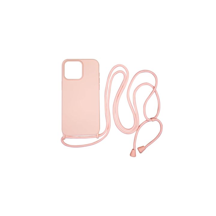 Vivid CrossBody Back Cover Σιλικόνης / Πλαστικό με Λουράκι Ροζ (iPhone 15 Pro Max)