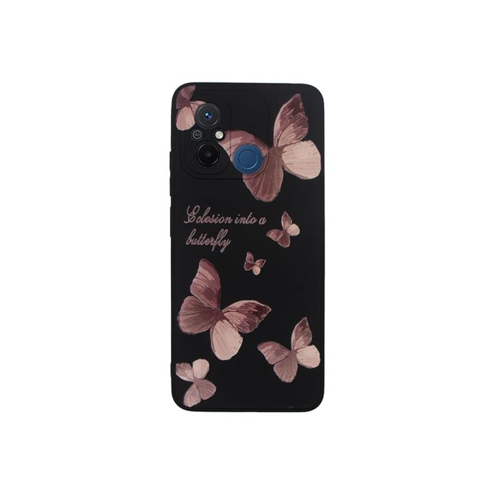 Vivid Silicone Case Xiaomi Redmi 12c Butterfly Black Pink 5213015674288
