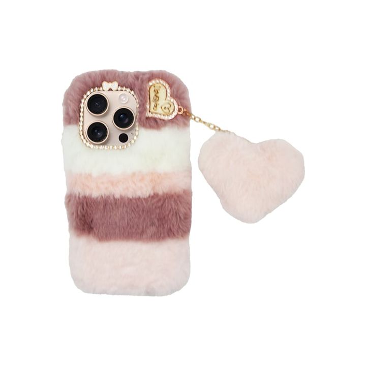 Vivid Fluffy Plush Caseβ Heart-shaped Chain Apple Iphone 16 Pro Pink 5213015676237