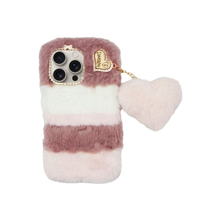 Vivid Fluffy Plush Caseβ Heart-shaped Chain Apple Iphone 16 Pro Max Pink 5213015676244