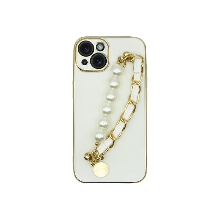 Vivid Pearl Chain Holder Back Cover Σιλικόνης / Πλαστικό Λευκό (iPhone 15)