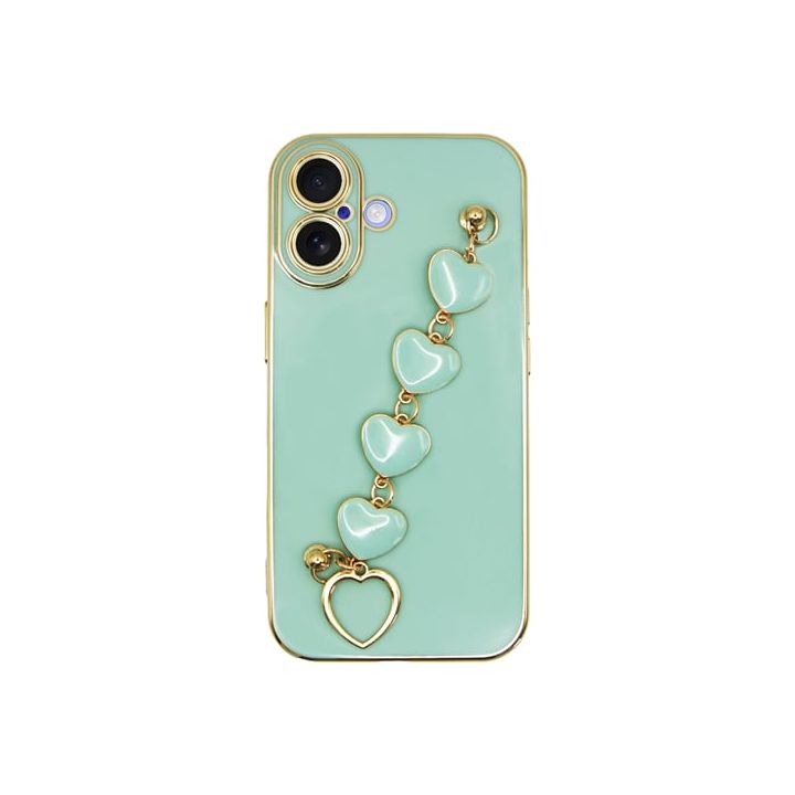 Vivid Slim Case Heart Chain Hand Strap Apple Iphone 16 Green 5213015676534