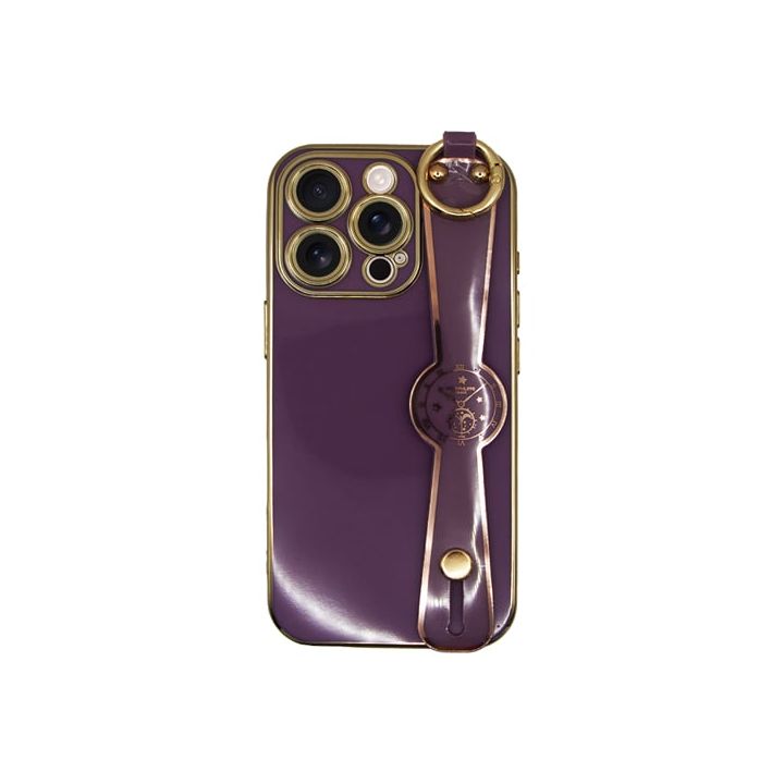 Vivid Silicone Case Wrist Strap Holder Apple Iphone 16 Pro Purple 5213015676589