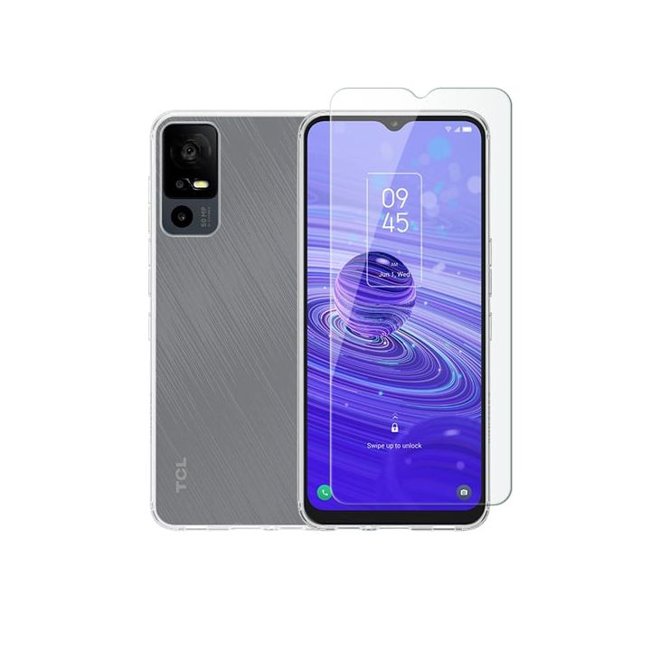 Vivid Set Back Cover Σιλικόνης / Tempered Glass Σετ με Τζαμάκι Διάφανο (TCL 40R)