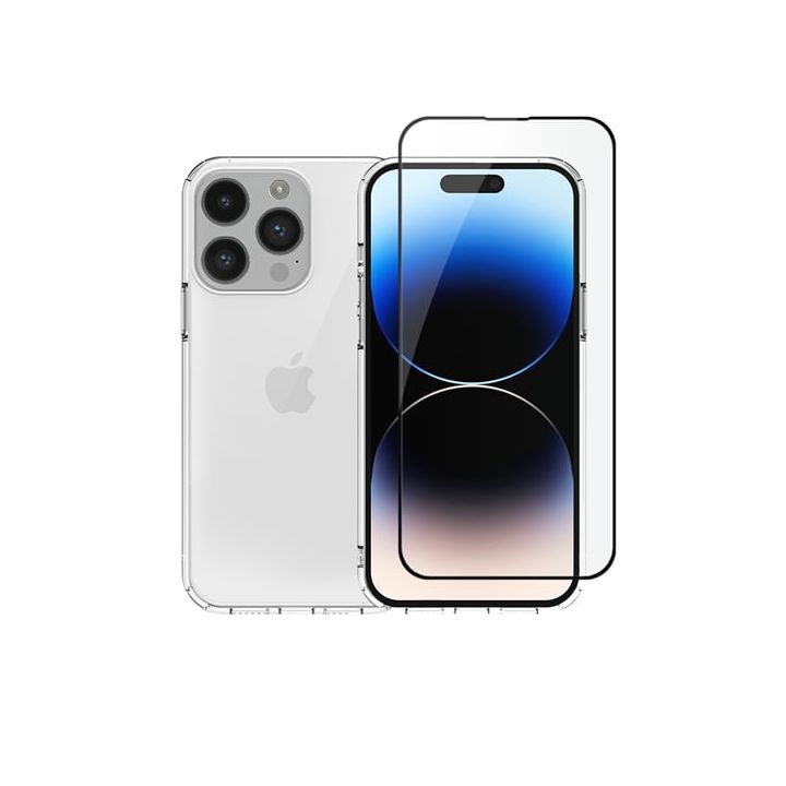 Vivid Back Cover Σιλικόνης Σετ με Τζαμάκι Διάφανο (iPhone 14 Pro)