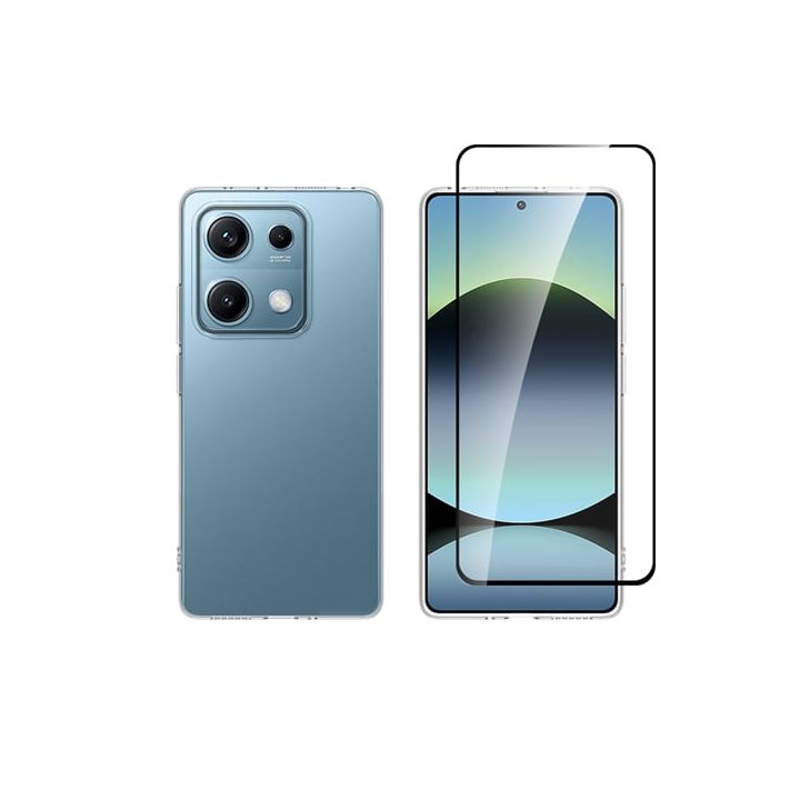 Vivid Set Gelly Back Cover Tempered Glass / Σιλικόνης Σετ με Τζαμάκι Μαύρο (Redmi Note 14s)