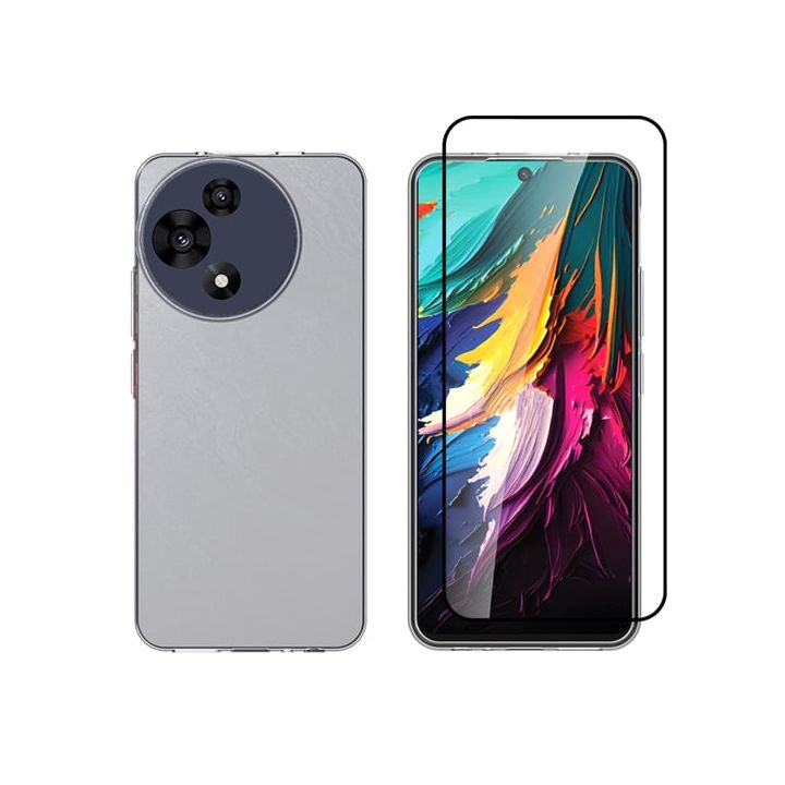Vivid Set Gelly Back Cover Tempered Glass / Σιλικόνης Σετ με Τζαμάκι Μαύρο (TCL 60R 5G)