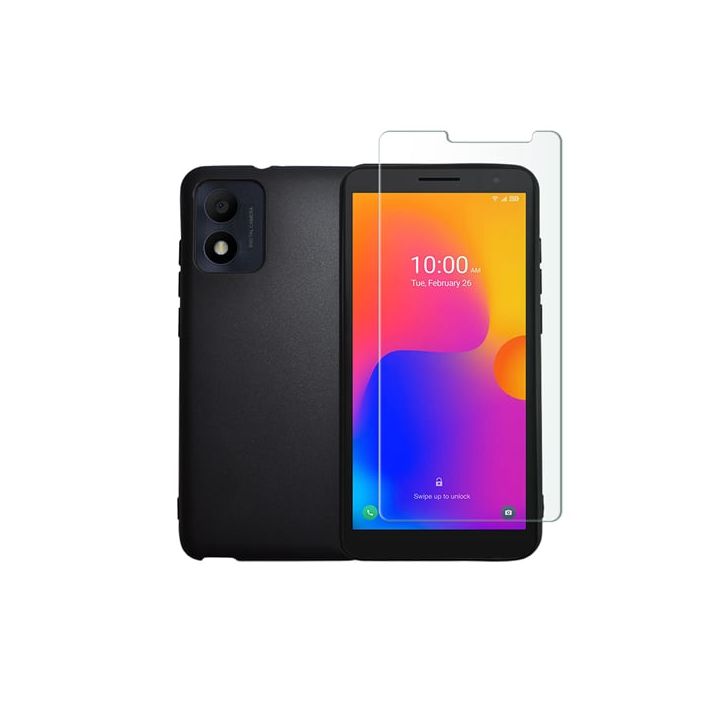 Vivid Back Cover Σιλικόνης Σετ με Τζαμάκι Μαύρο (Alcatel 1B 2022)