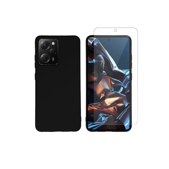 Vivid Back Cover Σιλικόνης Σετ με Τζαμάκι Μαύρο (Poco X5 Pro)