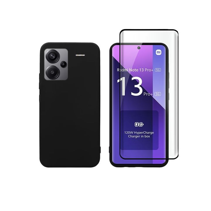Vivid Set Matte Back Cover Tempered Glass Σετ με Τζαμάκι Μαύρο (Redmi Note 13 Pro+)