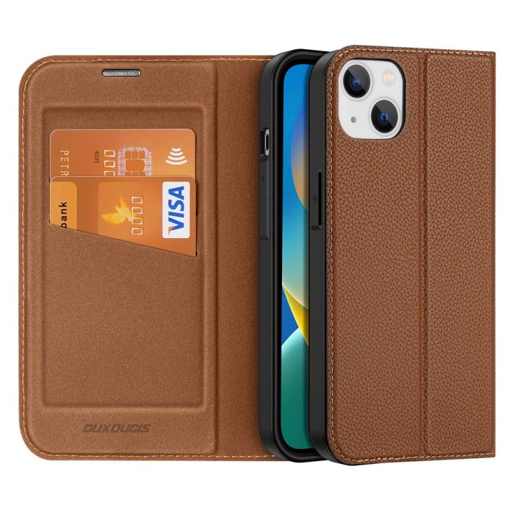 Dux Ducis Skin X2 Book Δερματίνης 0.5mm Καφέ (iPhone 14 Plus)