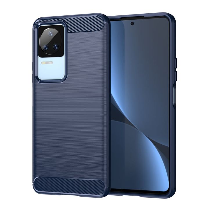 Hurtel Carbon Back Cover Σιλικόνης Μπλε (Poco F4 5G)