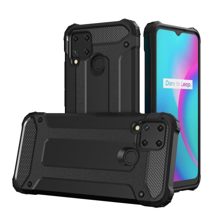 Hurtel Hybrid Armor Camshield Back Cover Σιλικόνης Μαύρο (Realme 10)