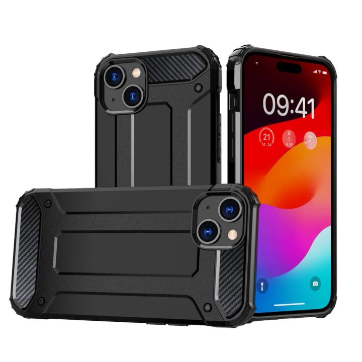 Hybrid Back Cover Σιλικόνης / Πλαστικό Μαύρο (iPhone 15 Plus)