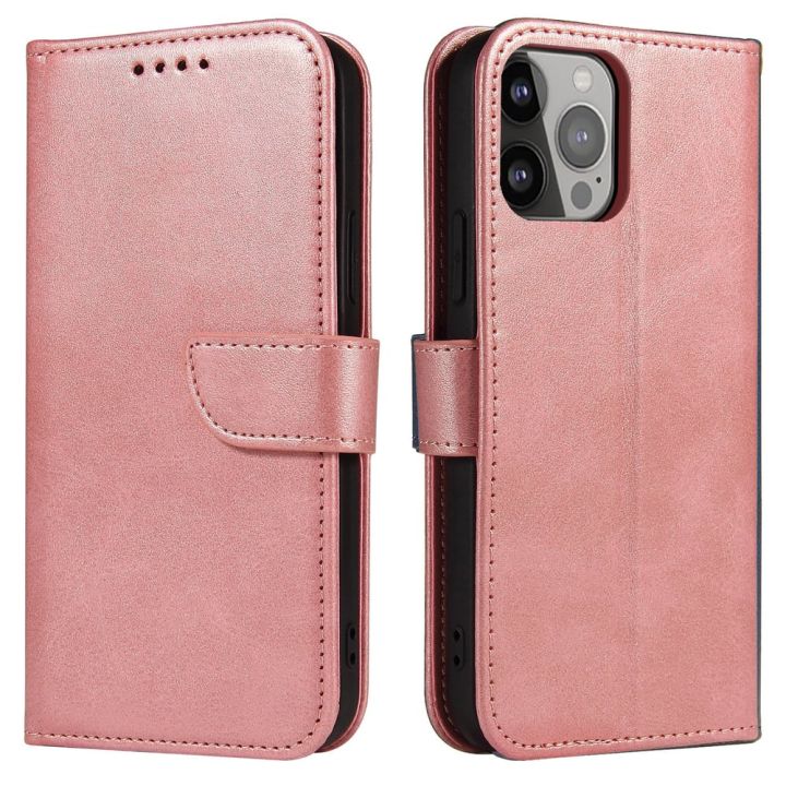 Magnet Wallet Σιλικόνης / Δερμάτινο Ροζ (iPhone 15 Pro)