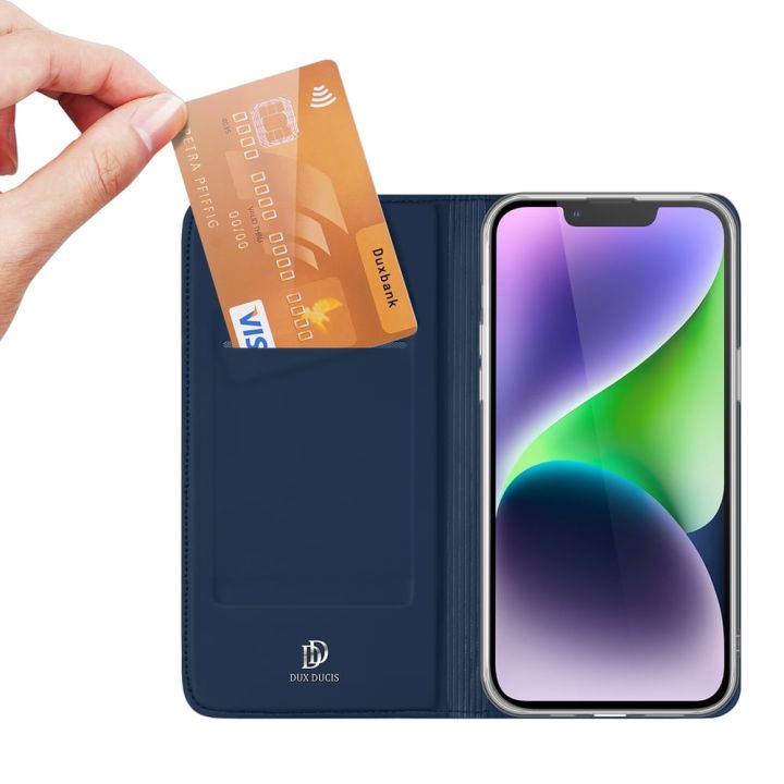 Dux Ducis Skin Pro Wallet Δερματίνης / Σιλικόνης / Δερμάτινο Μπλε (iPhone 15 Plus)