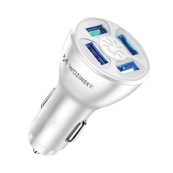 Wozinsky Φορτιστής Αυτοκινήτου 50W 1.5A με Θύρες: 4xUSB Λευκός