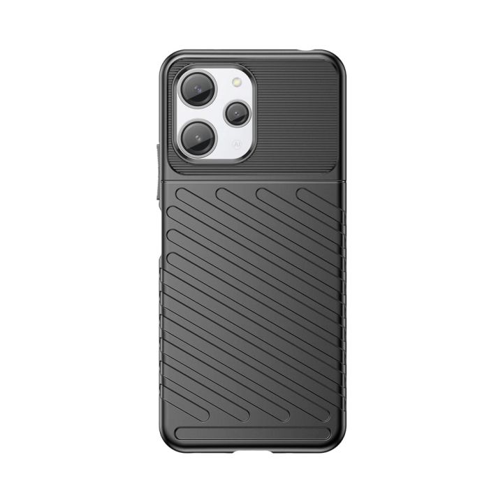 Hurtel Armored Back Cover Tempered Glass / Σιλικόνης Σετ με Τζαμάκι Μαύρο (Redmi 12 4G / Redmi 12 5G)