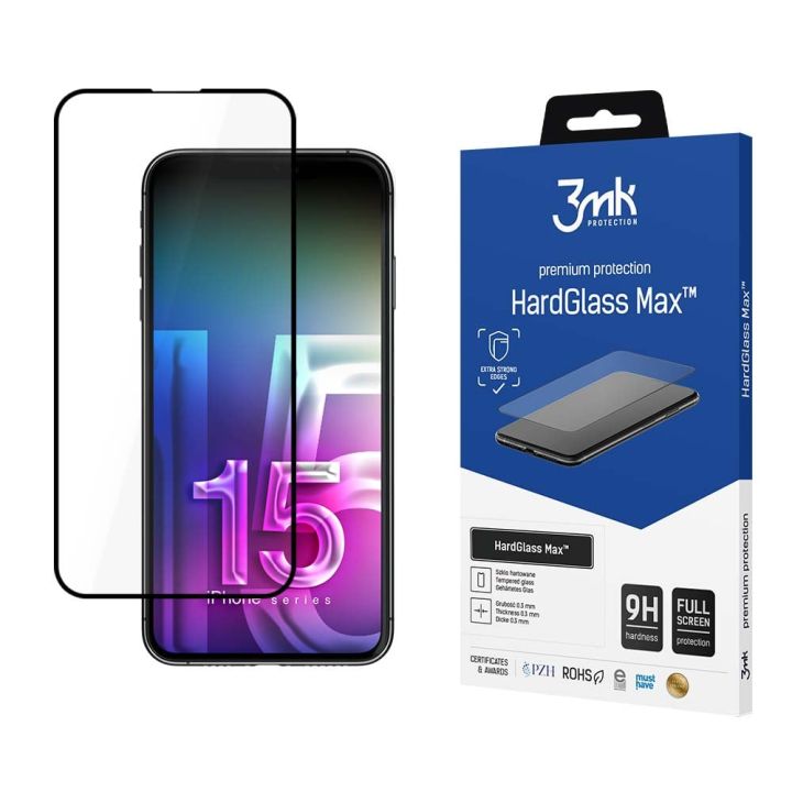 3MK Hardglass Max Tempered Glass Μαύρο (iPhone 15 Pro Max)