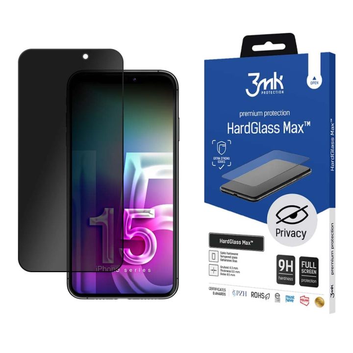 3MK Hardglass Max Privacy Full Face Tempered Glass (iPhone 15 Plus / 16 Plus)