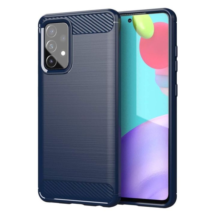 Hurtel Carbon Back Cover Σιλικόνης Μπλε (Galaxy A72)