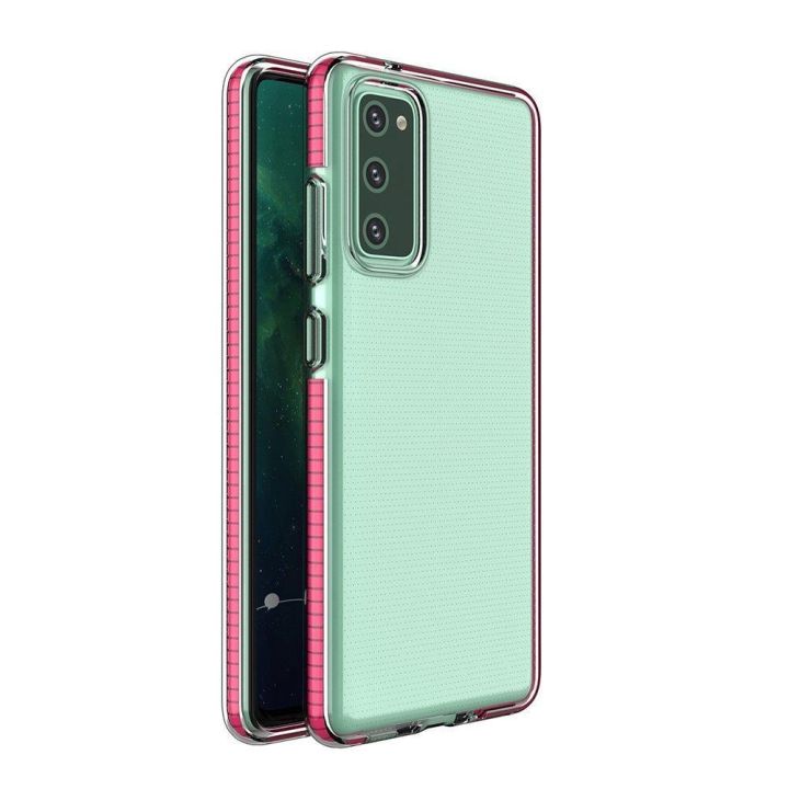 Hurtel Spring Back Cover Σιλικόνης 1mm Διάφανο / Σκούρο Ροζ (Galaxy A02s)