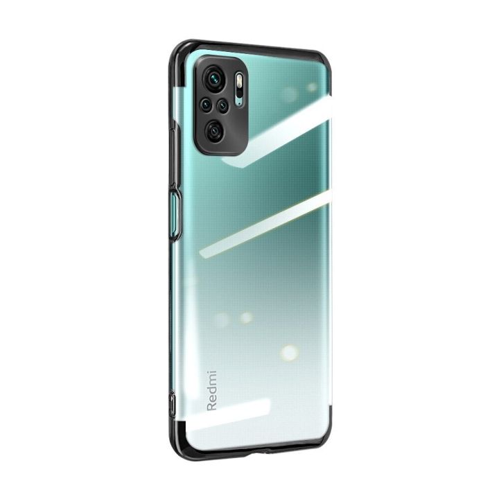 Hurtel Electroplating Back Cover Σιλικόνης 0.3mm Διάφανο / Μαύρο (Redmi Note 10 5G / Poco M3 Pro)