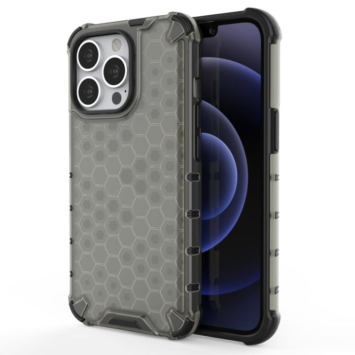 Hurtel Honeycomb Armor Back Cover Σιλικόνης Μαύρο (iPhone 13 Pro)