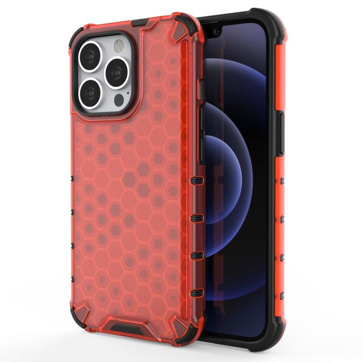 Hurtel Honeycomb Armor Back Cover Σιλικόνης Κόκκινο (iPhone 13 Pro)