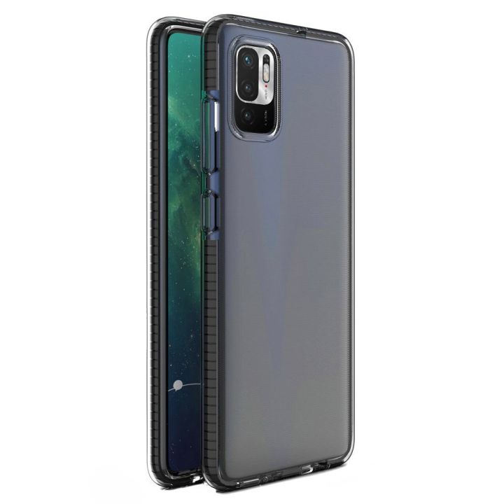Hurtel Spring Back Cover Σιλικόνης 1mm Διάφανο / Μαύρο (Redmi Note 10 5G / Poco M3 Pro)