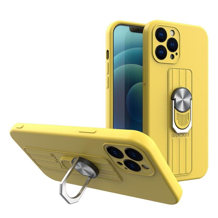 Hurtel Ring Back Cover Σιλικόνης Κίτρινο (iPhone 12 mini)