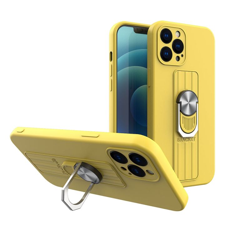 Hurtel Ring Back Cover Σιλικόνης Κίτρινο (iPhone 12 Pro Max)