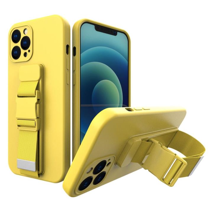 Rope Back Cover Σιλικόνης 1mm με Λουράκι Κίτρινο (Galaxy A32 5G)