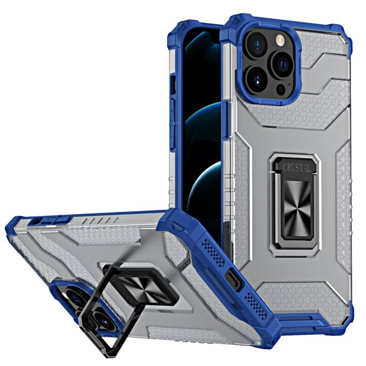 Hurtel Crystal Ring Back Cover Πλαστικό Μπλε (iPhone 13 Pro)