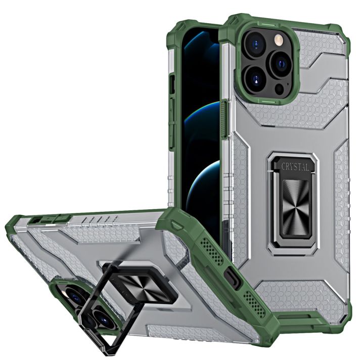 Hurtel Crystal Ring Back Cover Πλαστικό Πράσινο (iPhone 13 Pro Max)