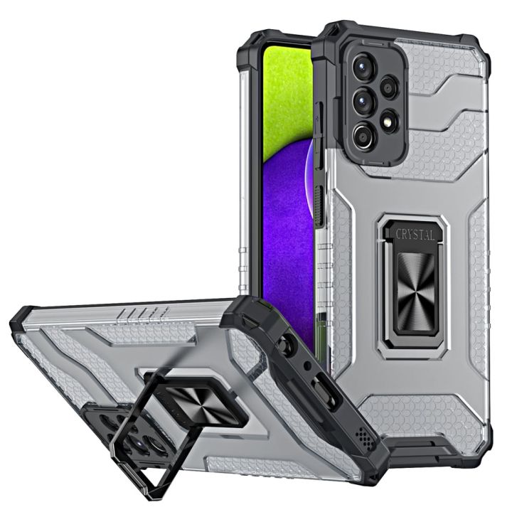 Hurtel Crystal Ring Back Cover Πλαστικό Μαύρο (Galaxy A72)