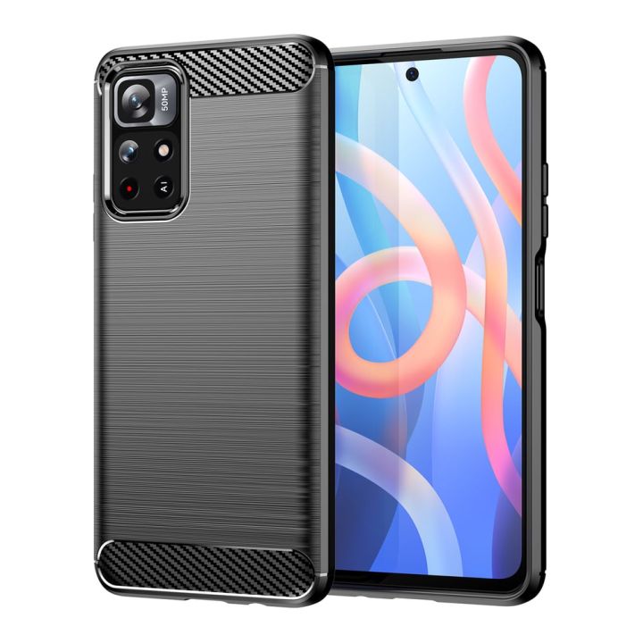 Hurtel Carbon Flexible Back Cover Σιλικόνης Μαύρο (Redmi Note 11 / 11S 4G)