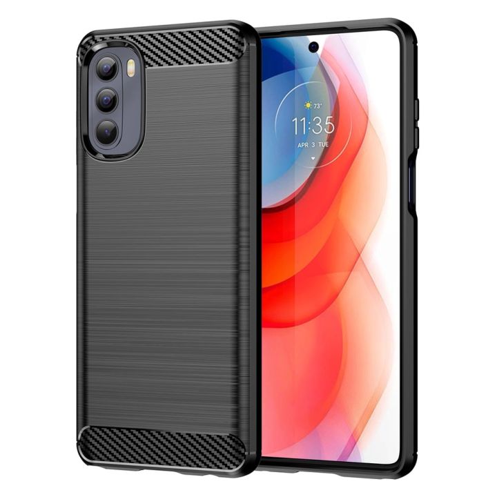 Carbon Back Cover Σιλικόνης Μαύρο (Motorola Moto G Stylus)