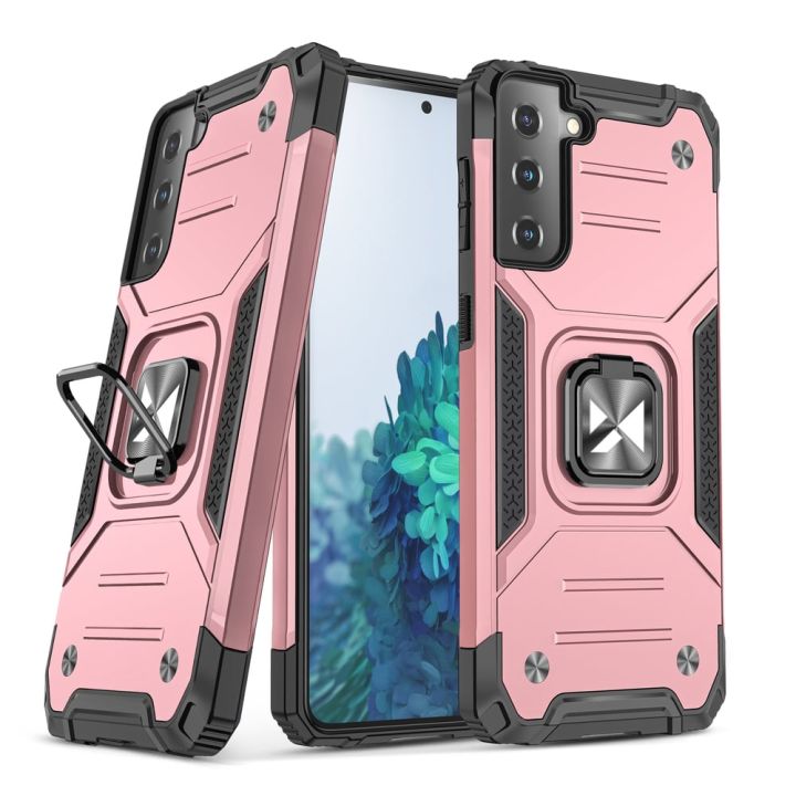 Wozinsky Ring Armor Tough Hybrid Back Cover Πλαστικό / Σιλικόνης Ροζ (Galaxy S22+ 5G)