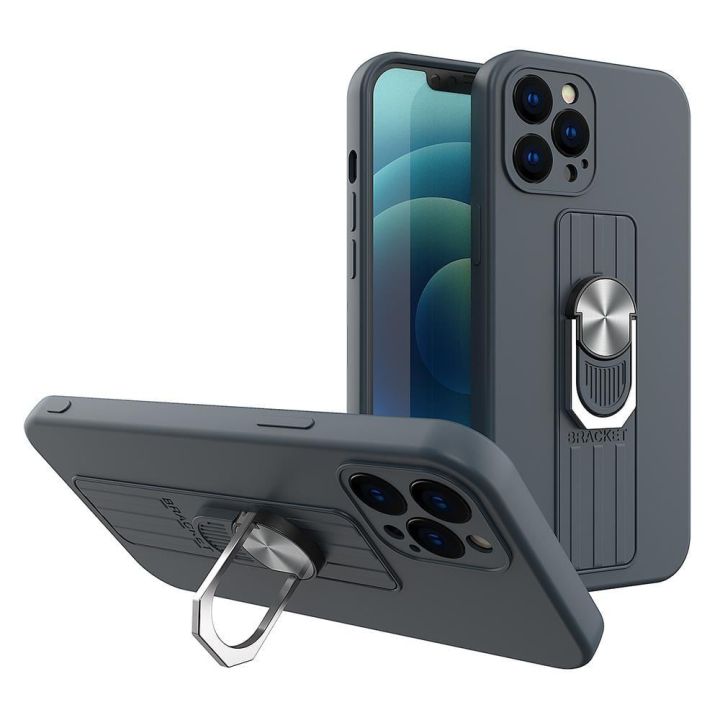A Finger Grip Base Back Cover Σιλικόνης Μπλε (Galaxy S22 Ultra 5G)