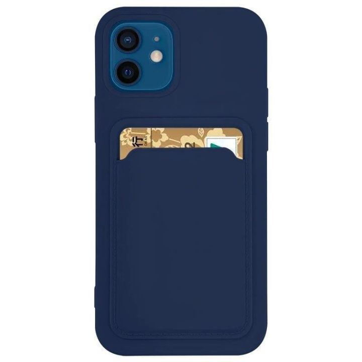 Hurtel Card Back Cover Σιλικόνης με Υποδοχή για Κάρτες Navy Μπλε (Samsung Galaxy A73)