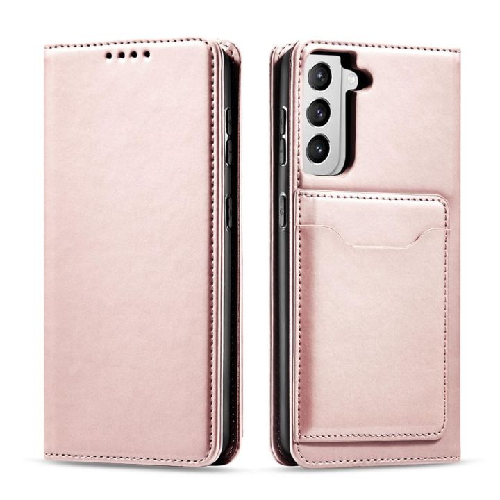 Hurtel Magnet Card Wallet Δερματίνης Ροζ (Galaxy S22+ 5G)