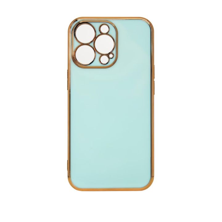 Hurtel Lighting Color Gold Frame Back Cover Σιλικόνης Mint (iPhone 12 Pro Max)