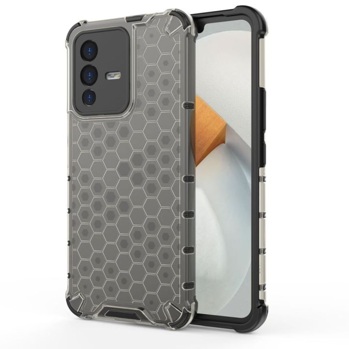 Hurtel Honeycomb Back Cover Πλαστικό / Σιλικόνης Μαύρο (Vivo V23 5G)