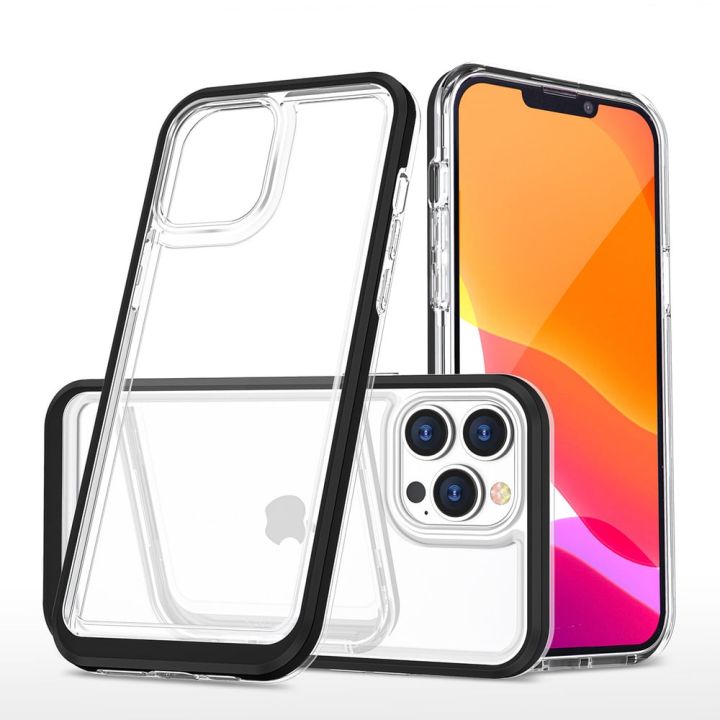 Hurtel Frame Back Cover Σιλικόνης / Πλαστικό 1.1mm Διάφανο (iPhone 14 Pro)