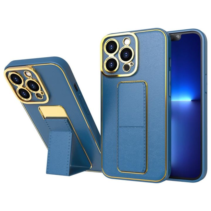 Hurtel Kickstand Back Cover Δερματίνης Μπλε (iPhone 13 Pro)