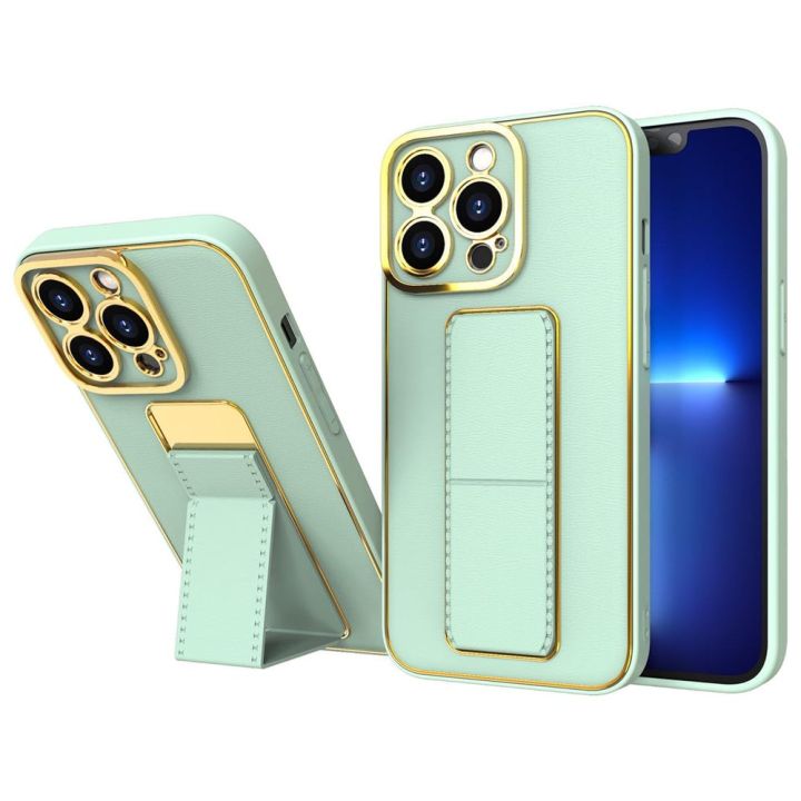 Hurtel Kickstand Back Cover Δερματίνης Πράσινο (iPhone 13 Pro)