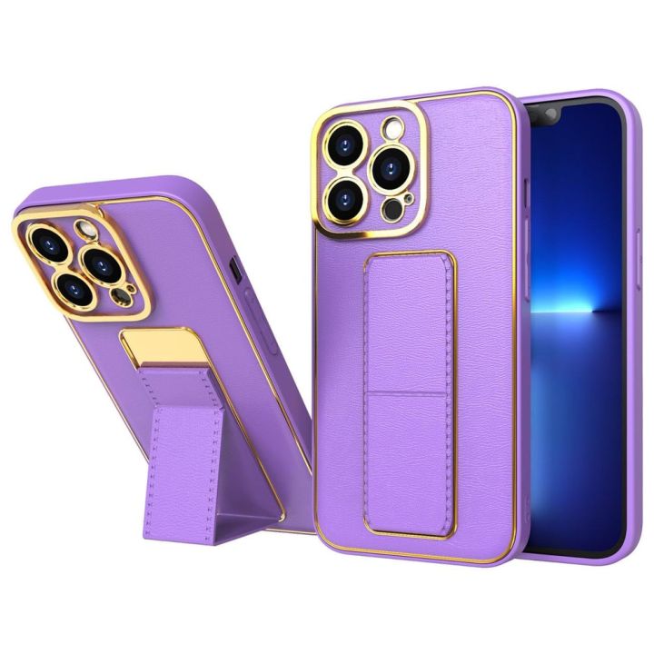 Hurtel Kickstand Back Cover Δερματίνης Μωβ (iPhone 13 Pro)