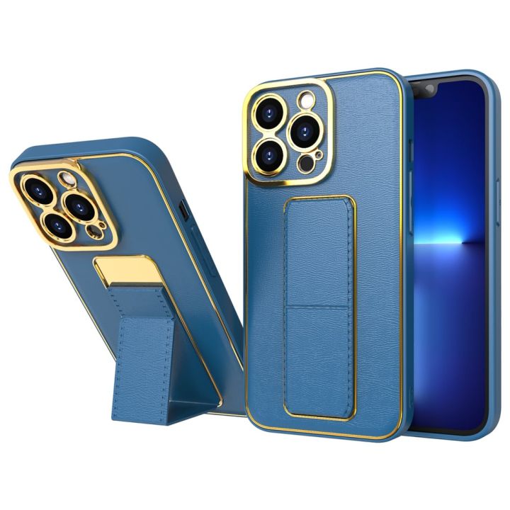 Hurtel Kickstand Back Cover Δερματίνης Μπλε (iPhone 12 / 12 Pro)