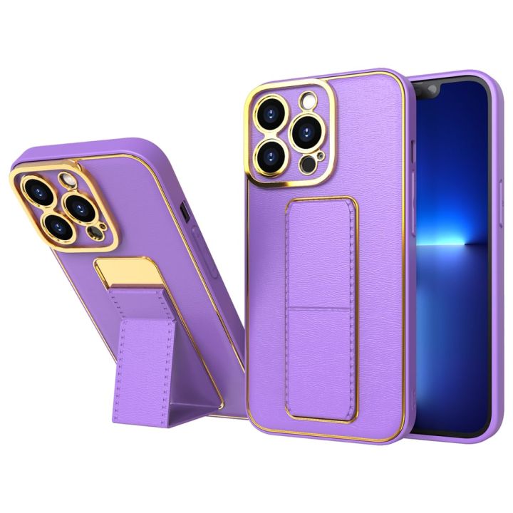 Hurtel Kickstand Back Cover Δερματίνης Μωβ (iPhone 12 / 12 Pro)
